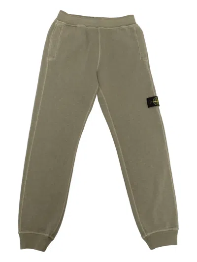 Stone Island Kids' Compass-motif Track Pants In Green