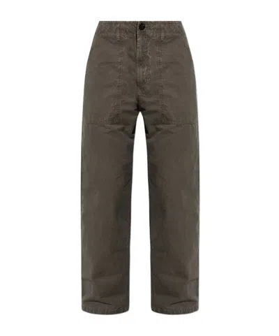 Stone Island Compass-motif Trousers In Green