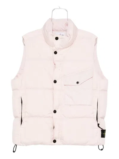 Stone Island Compass-motif Vest In Pink