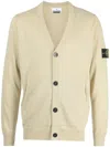 Stone Island Compass-motif Virgin Wool Cardigan In Neutrals