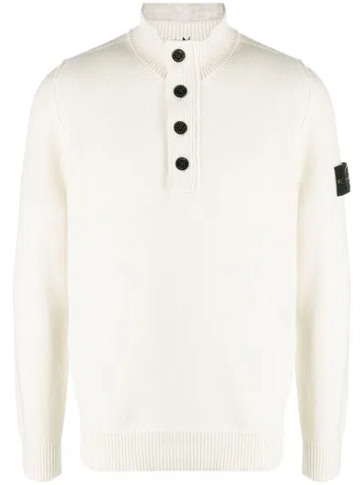 Stone Island Compass-patch High-neck Jumper In White