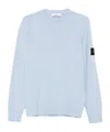 Stone Island Logo Patch Crewneck Sweatshirt In Blue