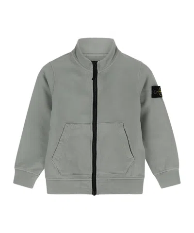 Stone Island Compass-motif Zip-up Sweatshirt In Gray