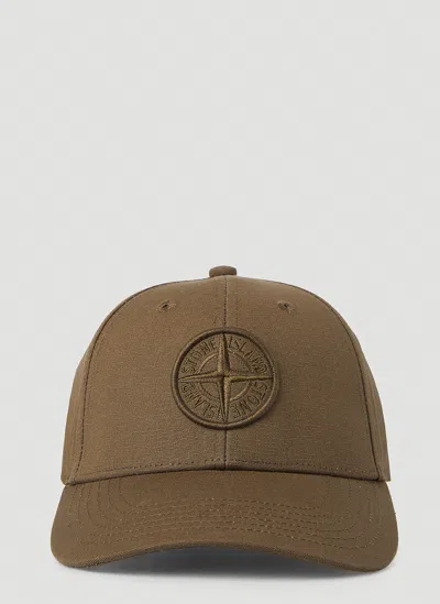 Stone Island Compass Patch Baseball Cap In Brown