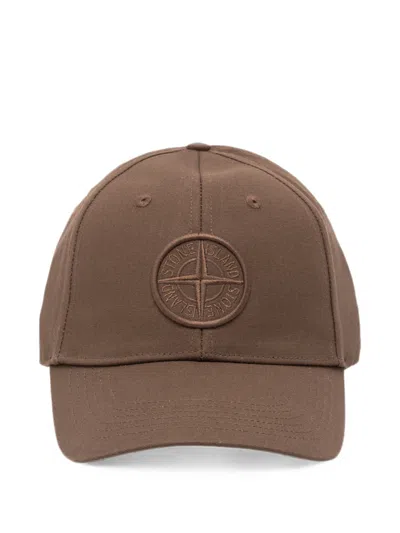 Stone Island Compass Patch Baseball Cap In Brown