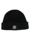 Stone Island Compass-patch Beanie In Black