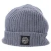 Stone Island Compass-patch Beanie In Grey Wool In Grey