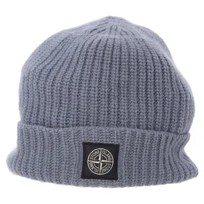 Stone Island Compass-patch Beanie In Grey Wool