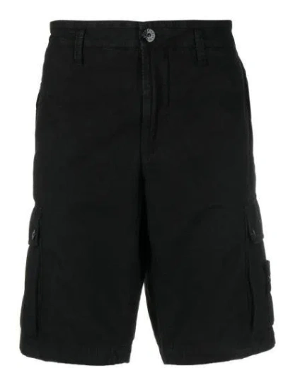 Stone Island Compass Patch Bermuda Shorts In Black