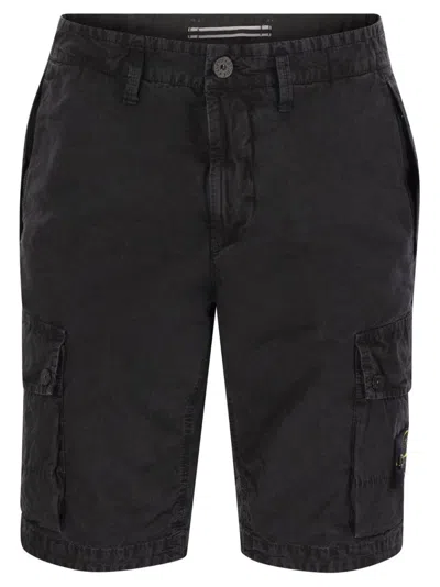 Stone Island Cotton Bermuda Shorts In Black