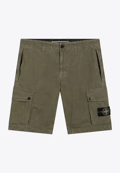 Stone Island Military Green Slim-fit Cargo Bermuda Shorts