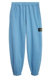 Stone Island Compass Patch Brushed Fleece Sweatpants In Blue