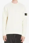 Stone Island Compass Patch Brushed Wool Sweater In White