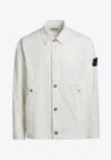 Stone Island Compass Patch Button-up Jacket In White