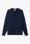 Stone Island Cardigan With Reverse Stitch Details And Button Fastening In Blue