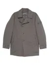 Stone Island Compass-patch Buttoned Coat In Gray
