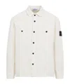 Stone Island Cotton Velvet Overshirt Buttoned Pockets In White