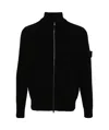 Stone Island Compass-patch Zip-up Cardigan In Black