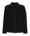 Stone Island Zip-up Jacket With Logo Patch In Black