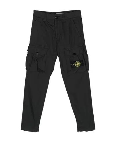 Stone Island Compass-patch Cargo Pants In Black