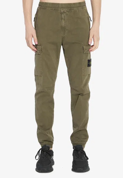 Stone Island Cargo Pants Utility Elastic Waistband In Green