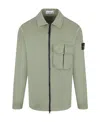 Stone Island Compass-patch Cargo Shirt Jacket In Green