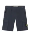 Stone Island Old Effect Cotton Cargo Bermuda Shorts Clothing In Blue