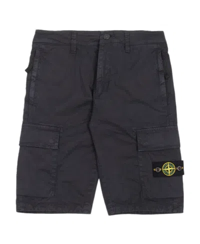 Stone Island Compass-patch Cargo Shorts In Blue