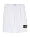 Stone Island White Cotton Shorts In White