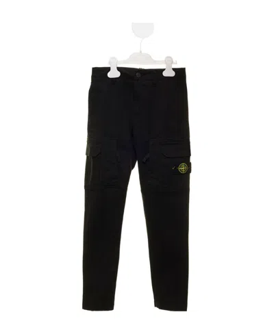 Stone Island Compass-patch Cargo Trousers In Black