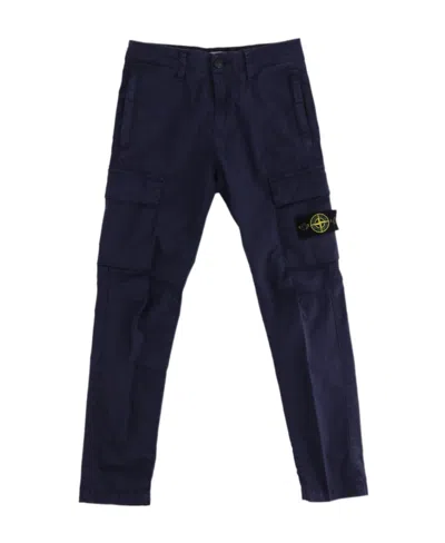 Stone Island Compass-patch Cargo Trousers In Black