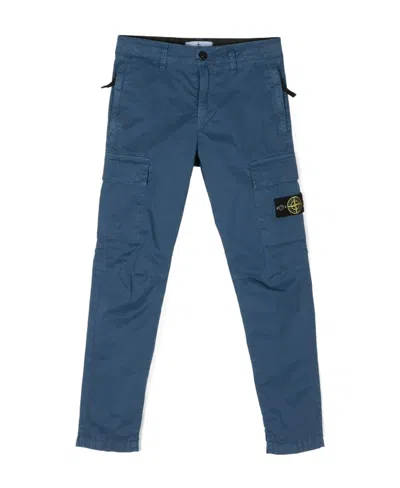 Stone Island Compass-patch Cargo Trousers In Blue