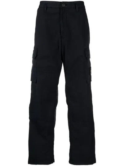 Stone Island Compass-patch Cargo Trousers In Blue