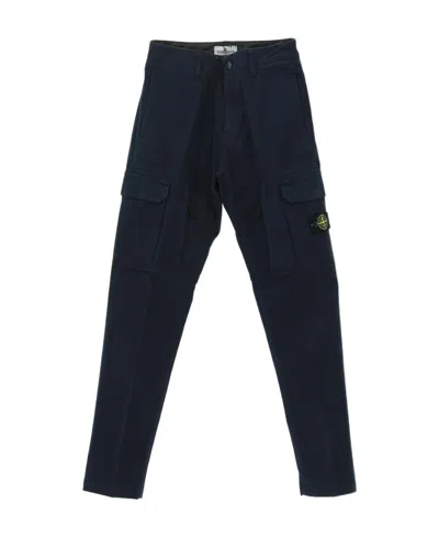 Stone Island Compass-patch Cargo Trousers In Blue