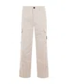 Stone Island Compass-patch Cargo Trousers In White