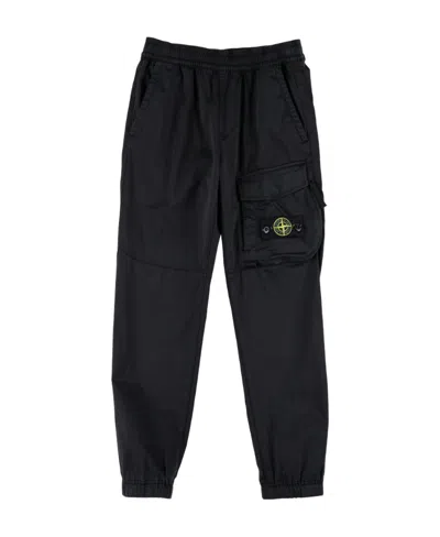 Stone Island Compass-patch Casual Trousers In Black