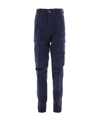 Stone Island Compass-patch Chino Trousers In Blue