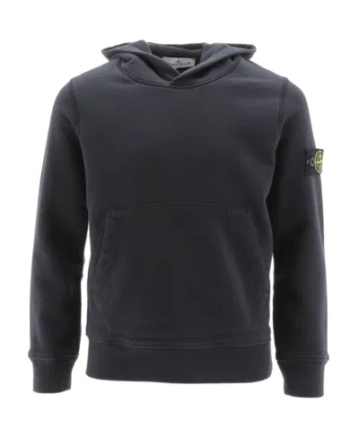 Stone Island Compass-patch Cotton Hoodie In Blue