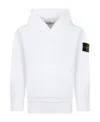 Stone Island White Sweatshirt For Boy With Iconic Logo In White