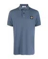 Stone Island Blue Stretch Piqué Logo Patch Polo Shirt In Blue
