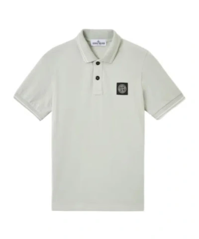 Stone Island Compass-patch Cotton Polo Shirt In White