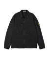 Stone Island Compass-patch Zip-up Overshirt In Black