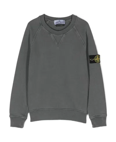 Stone Island Compass-patch Cotton Sweatshirt In Black