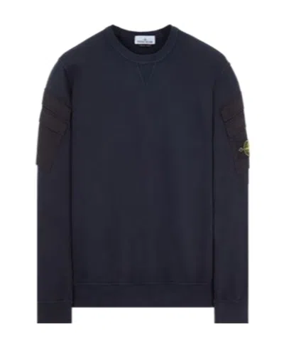 Stone Island Compass-patch Cotton Sweatshirt In Blue