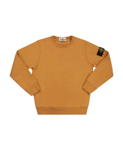 Stone Island Compass-patch Cotton Sweatshirt In Orange