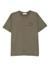 Stone Island Compass Logo Patch Crew Neck Slim Fit T-shirt In Green
