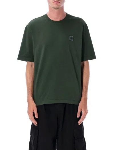 Stone Island Compass Patch Cotton T-shirt In Green