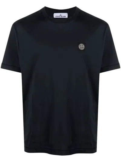 Stone Island Compass-patch Cotton T-shirt In Black