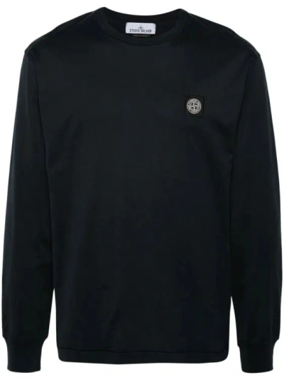 Stone Island Compass-patch Cotton T-shirt In Black