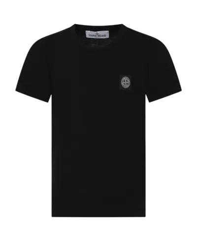 Stone Island Compass-patch Cotton T-shirt In Black